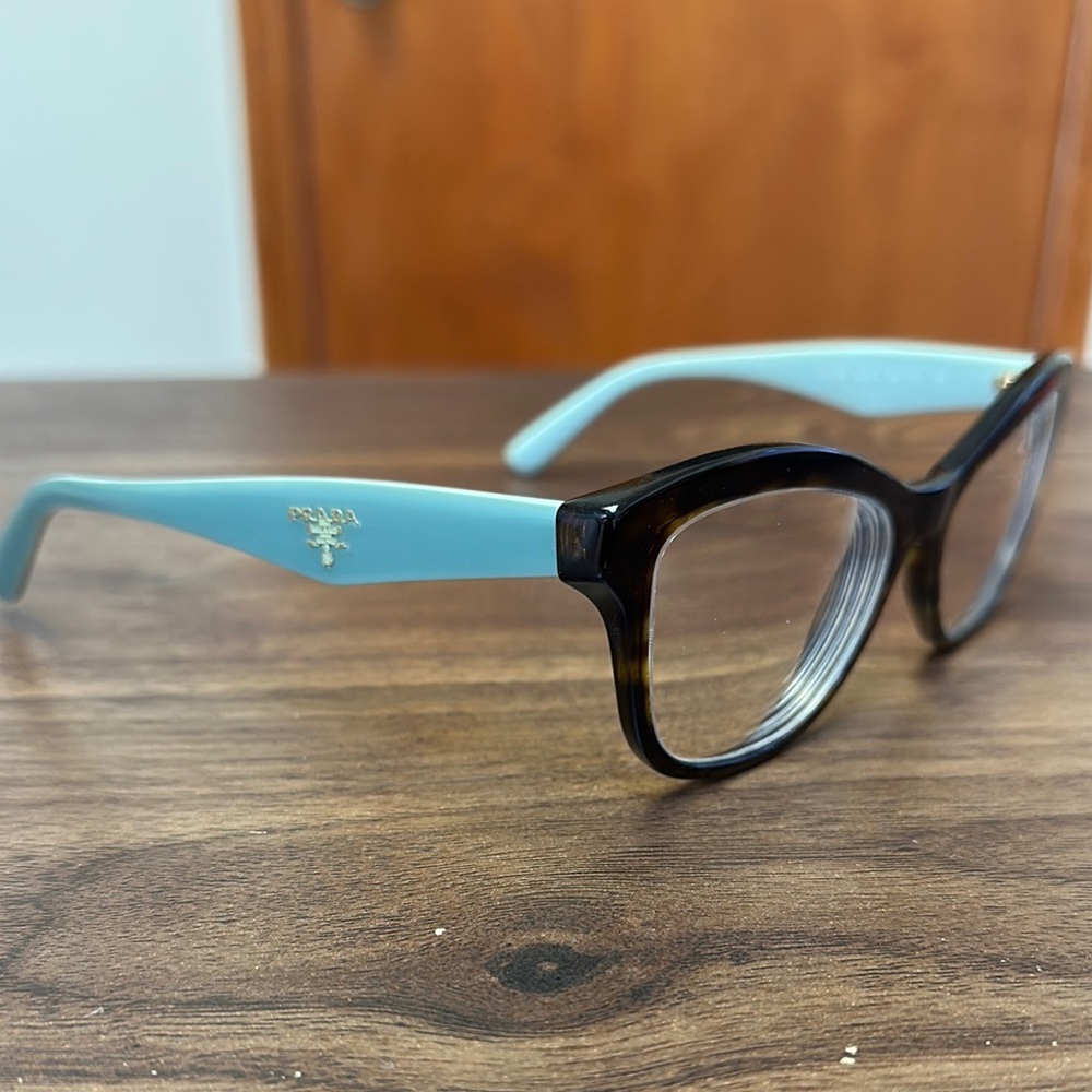 Prada Tortoise and Jade Green Arms Eyeglasses
